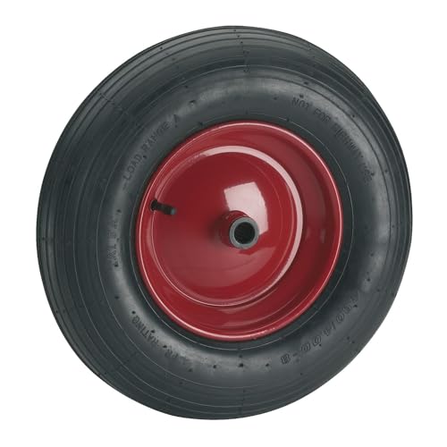 Schubkarrenrad 400mm - Luftreifen mit Rillenprofil - Schlauch Reifen mit einer Tragkraft von 250kg Ersatzrad, Stahl pulverbeschichtet rot