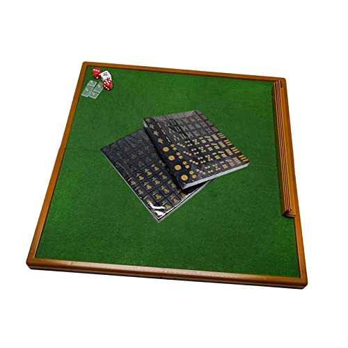 Mahjong con 144 fichas y mesa plegable portátil