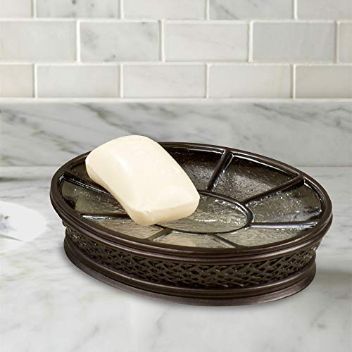 nu steel Resin Crackled Ice Dish Tray for Bathroom Vanities, Countertops, Pedestals, Kitchen Sink-Store Hand Soap, Pumice Bars, Sponges, Scrubbers, Oil Rubbed Bronze - Thumbnail 5