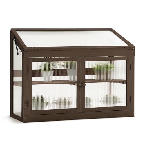 MCombo 2-Tier Wooden Cold Frame Garden Greenhouse Raised Flower Planter