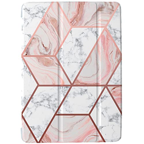 Image of DuraSafe Cases Compatible with iPad 8.3 Inch Mini 6th Gen [ Mini 6 2021 ] A2567 A2568 A2569 MK7M3HN /A MLWL3HN /A Lightweight Smart Adjustable Stand Feature Printed Sleek Design Flip Case - Marble Pink