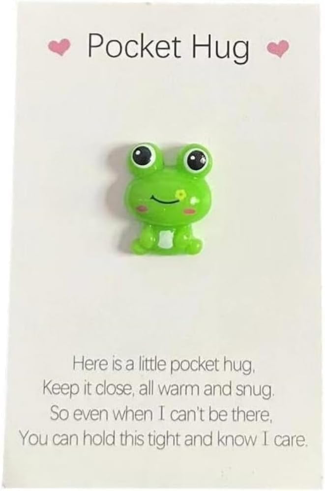 Pocket Hug Frog Token and Heart with Cards,Adorable Thinking of You Gift, Encouragement Card Set for Friends/Family | Frog Ornaments, Inspirational Support Keepsake Gift