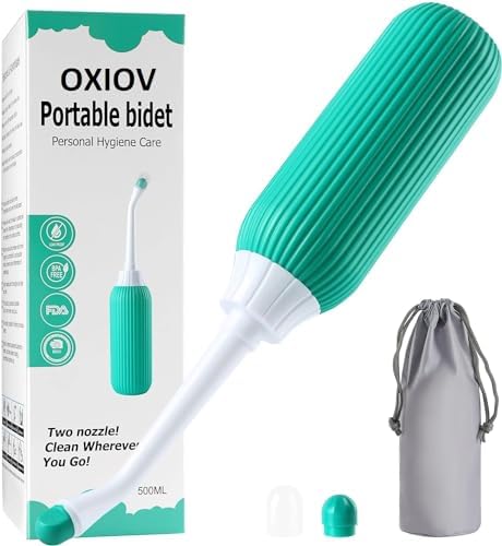 500ML Plastic Retractable Handheld Water Spray Bidet, Easy-to-use Portable Bidet with Angled Nozzle Spray, Travel Bag (Multicolor)