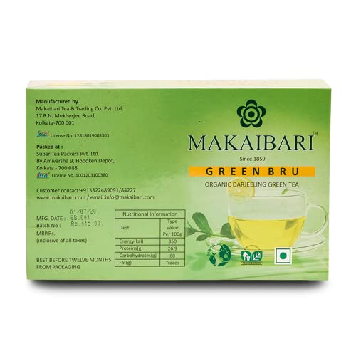 Image of Makaibari Green Bru Darjeeling | Tea Bags| Premium Green Tea | Anti-Oxidants, Immunity Booster | 100 Tea bags