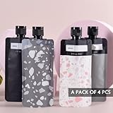 Travel Pouches for Toiletries, 90ml Leak Proof Empty Squeeze Pouches, Fluid Makeup Packing for Shampoo Toiletries Lotion Face Cream (Black, Gray, Black Pattern, Pink Pattern) - Image 3