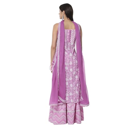 Image of BIBA Women Cotton Straight Printed Suit Set