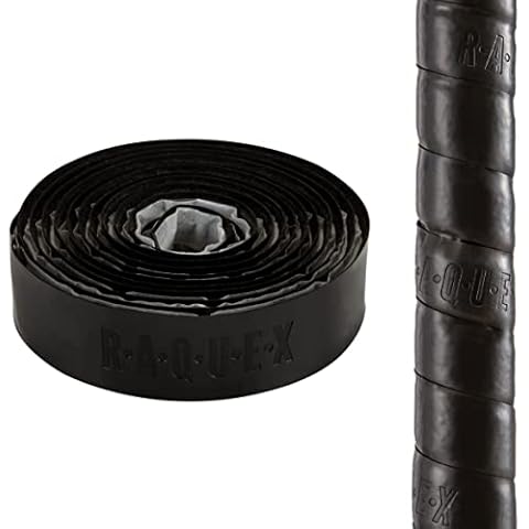 Raquex Cushion Hockey Stick Grip, Super-Grippy PU Material Hockey Grip, Soft and Absorbent, Minimises Vibrations. Self-Adhesive Backing, Extra-Long Length (Black, 1 Grip) Cover