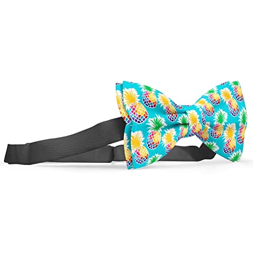 Adjustable Pre-tied bow tie for toddler Boys (Pineapple Colorful Pineapples Pattern) Elegant Cute Bowties for Dogs Cats Pets3