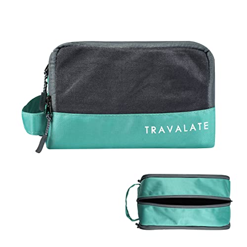 Travalate Neceser con 3 cremalleras, kit de afeitado de poliéster duradero, kit de aseo grande para hombres y mujeres, color verde océano (23 x 12 x 16 cm), negro, accesorios de viaje, Black