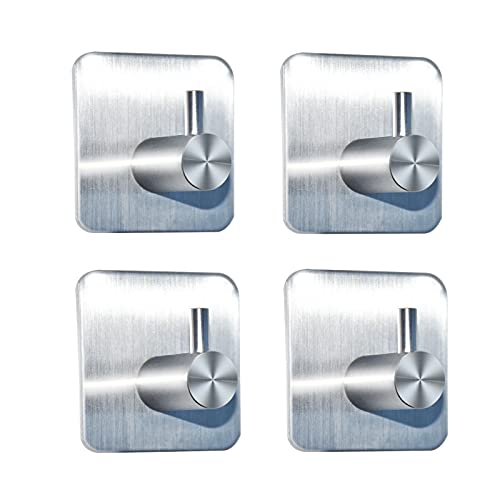 tTtAa 4 Piezas Ganchos Adhesivos para Pared, Colgador Toallas Adhesivo, Cuelga Acero Inoxidable 3M sin Taladro para Cocina y Baño, para Trapos Albornoz, Plata Cover