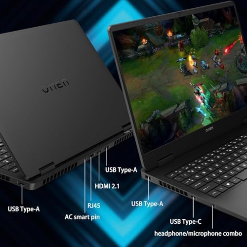 HP Omen 16 Slim Gaming Laptop: Core Ultra 7 255H, NVidia RTX 5060, 16GB DDR5 RAM, 1TB SSD, 16" Full HD+ 2K 100% sRGB 165Hz IPS Display - Thumbnail 3