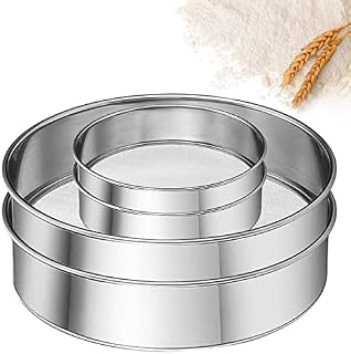 4Pcs Flour Sieve,Jicyor Stainless Steel Flour Sifter Durable Sugar Sieve Round Mesh Sieve Great for Baking Cooking Bake Decorate Cakes Pies Pastries Cupcakes Flour Sieve 2 Sizes