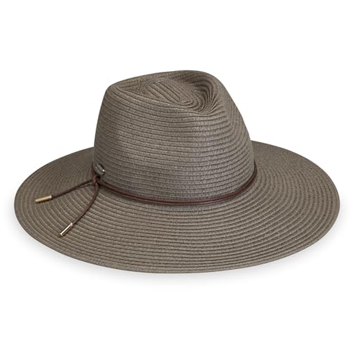 Wallaroo Women’s Montecito Fedora (Graphite) –UPF 50+ Sun Protection, Wide Brim Sun Hat, Natural Fiber, Medium Size – Adjustable Fit, Beach UV Sun Hat, Casual Summer Style