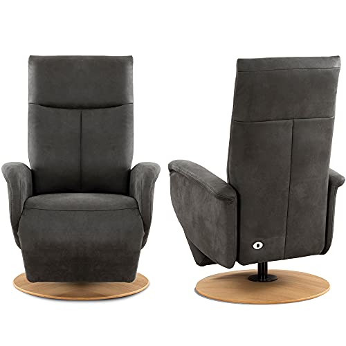 CAVADORE TV-Sessel Juba mit Akku / Fernsehsessel mit Aufstehhilfe + elektrisch verstellbarer Relaxfunktion / 2 E-Motoren / 75 x 112 x 82 / Lederoptik, Grau – Bild 7