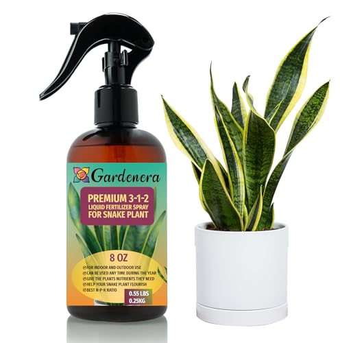 Gardenera Professional Snake Plant Spray Fertilizer Mist for Home Gardening | 3-1-2 Gentle Blend Mist for Healthy Leaves & Growth | Essential Nutrients for Snake Plants - 8oz