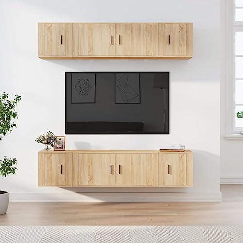 INLIFE Ensemble de Meubles TV 6 pcs Chêne Sonoma Bois d'ingénierie-3188657