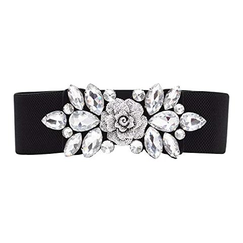 WedDecor Women's Stretch Waist Belt with Diamante Cover