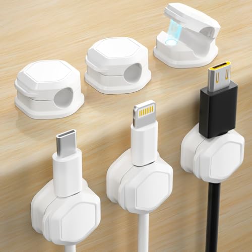 6 Pack Magnetic Cord Organizer - Cord Holder - Cable Clips - Cord Organizer for Desk, Adjustable...