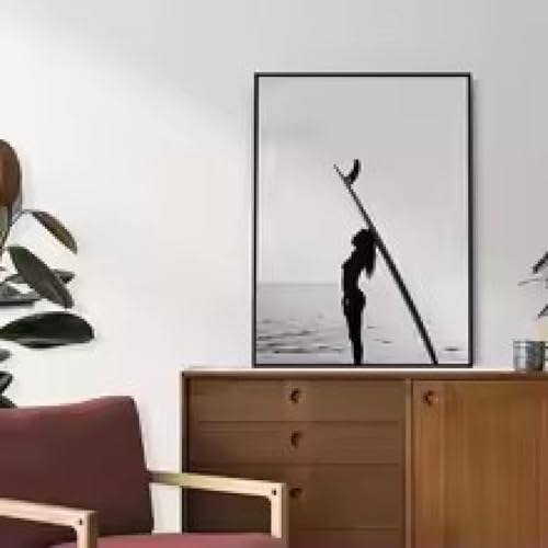Affiche de surfeuse 60x80 cm avec cadre toile décoration salon