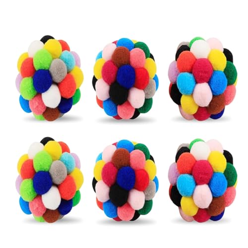 Colorful Cats Chewing Toy Ball Shape Safe Improve Mood Toy with Sound