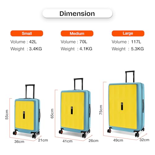 Image of Nasher Miles Zanzibar TSA Lock Hard-Sided Polycarbonate 8 Wheels Double Spinner Check-in Luggage Yellow Blue 28 inch |75cm Trolley Bag| Suitcase,Large