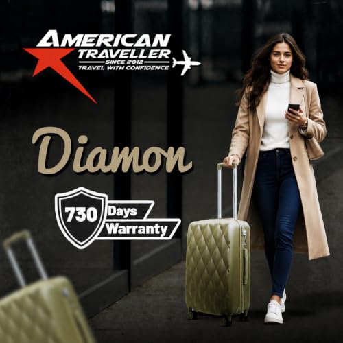 Image of Diamon Cabin Trolley Bag | Durable ABS Hard Shell Luggage | Durable ABS Hard Shell, TSA-Type Lock, 8 Dual Spinner Wheels, Telescopic Handle
