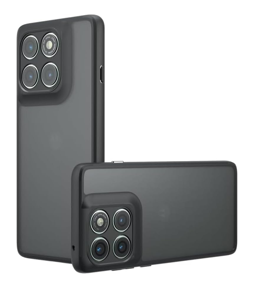 Image of Matte PC+TPU Phone Case for Motorola Moto Edge 60 Pro 5G, Black | Anti-Fingerprint, 2.4m Drop Protection, Shock Absorption, Skin-Feel Texture, Camera Protection