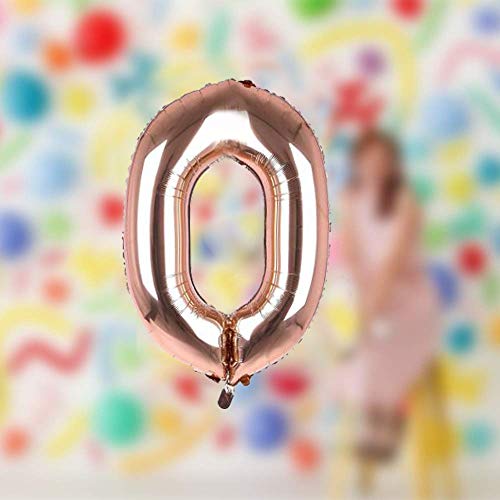 Image of AMFIN 0 Number Foil Balloon - Rose Gold