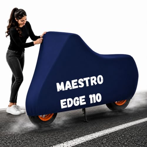 Image of Powerfull Scooty Body Cover for Maestro Edge 110 Dustproof Scratchproof - 100% Waterproof Maestro Edge 110 Cover for Two Wheeler, Outdoor Full Motorcycle Cover with UV, Duty, Rain Protection - Blue