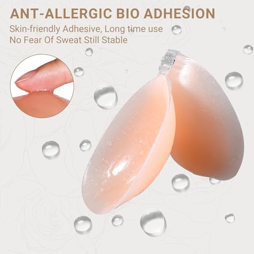 Sticky Bra – Strapless & Backless Push Up Adhesive for Women, Invisible Silicone Bra with Nipple Covers4