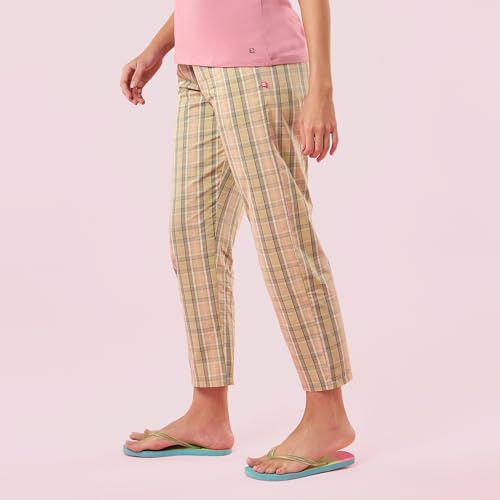 Image of Enamor Mid Rise Full Length Adjustable Drawstring Hangout Pant for Women - Relaxed Fit, Combed Cotton - E4A5