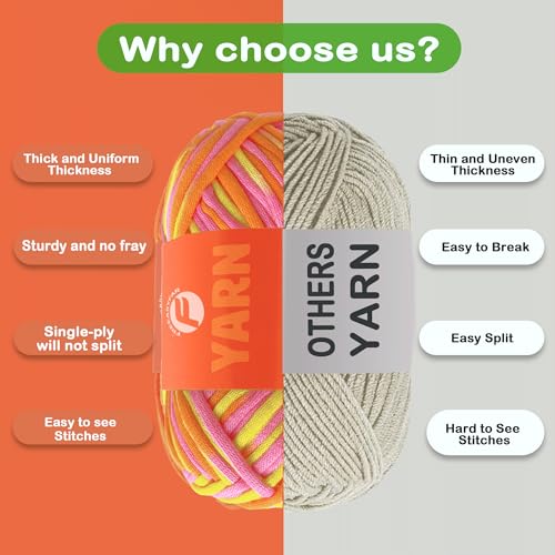 Image of 3.5Oz /120yds Beginner Easy Yarn for Crocheting and Knitting;Worsted-Weight Medium #4;Cotton Blend Yarn for Beginners Amigurumi DIY (Sunglow, 1 Skein)