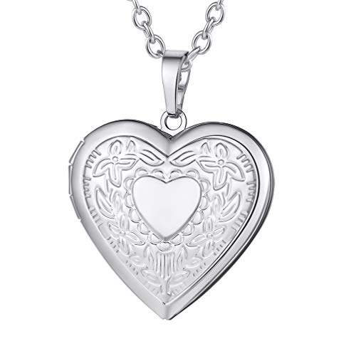 Heart Pendant Necklaces Stainless Steel Girl Women Jewelry Wife Gift Vintage Dainty Photo Locket Heart Necklace
