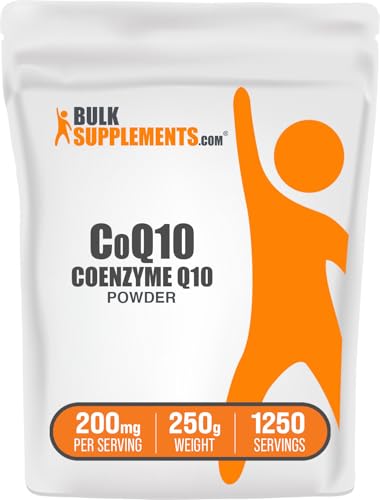 Image of BulkSupplements.com Coenzyme Q10 Powder - Coenzyme Q10 200mg Supplement, Nutritional Supplement - Gluten Free, 200mg per Serving, 250g (8.8 oz) (Pack of 1)