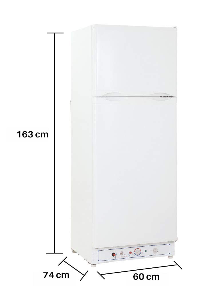 SMETA Nevera Gas con Congelador, 265L (203L+62L), 220V, Refrigerador Congelador Combinado, Refrigerador Camping Gas para Autocaravana, Garaje, Caravana, Home, Blanco