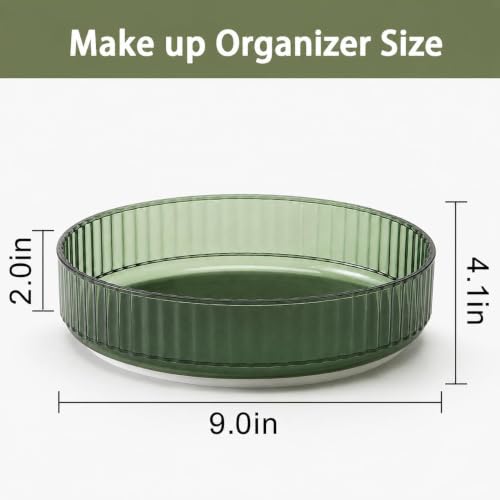 Image of MECHDEL Makeup Organiser Box with Drawers, Perfume, Cosmetic and Skincare Storage Stand, Dressing Table Organiser for Lipstick, Nail Polish (360 Rotating-Transparent Green, 1 Tier)