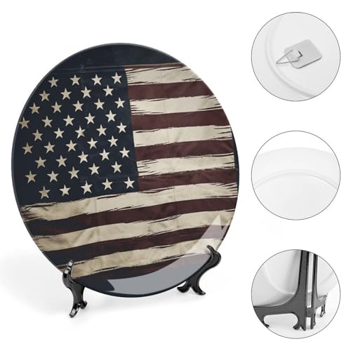 Plato decorativo de porcelana con bandera americana 7 pulg miniatura 4