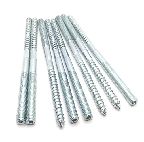 Image of Hanger Bolt M8x140 Silvery Double Headed Bolt Self-Tapping Screw with Hexagon for Furniture 8Pcs