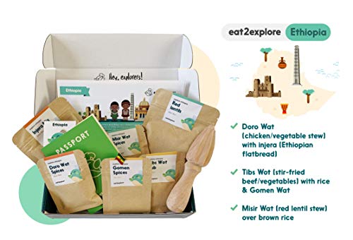 Eat2Explore Explore Ethiopia Food Box – Essential Spice/Sauce/Grain Mixes from Ethiopia/Box Includes 3