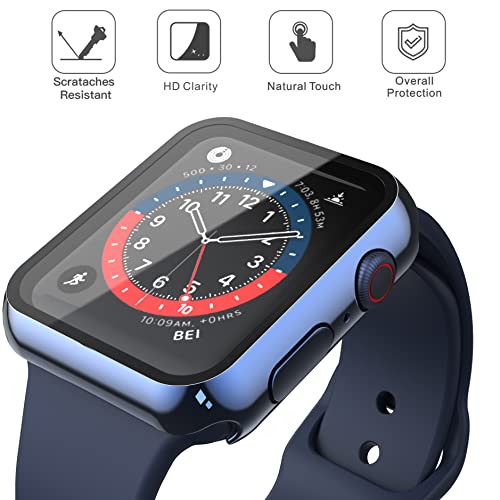 Piuellia 2 Pack Hard Case with Tempered Glass Screen Protector for Apple Watch Series 9 Series 8 Series 7 45mm - Image 3