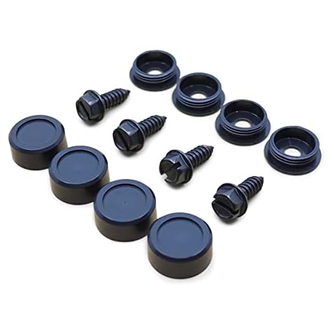 OttoSpeed License Plate Screws and Caps Kit - Anti Theft Security Fasteners with Threaded Screw Covers for Front and Back Plates on Cars, Trucks, and SUVs - 12-Piece Black Stainless Steel Bolt Set Cover