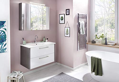 Schildmeyer Mirrored Cabinet, Wood Effect, Ash Grey, 90 cm Schildmeyer Mirrored Cabinet, Wood Effect, Ash Grey, 90 cm