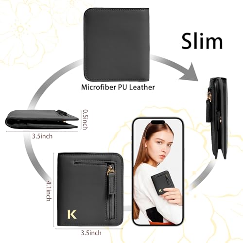 Image of COSHAYSOO RFID Wallet Women Small Wallets Initial Letter Slim Thin Bifold Credit Card Cash Coin Holder, Personalized Easter Basket Stuffers Birthday Gifts for Female Coworker Teen Girls Black V