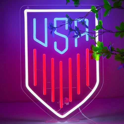 Image of AHlove USA Neon Sign for Wall Decor,LED Neon Lights for Game Room、Man Cave,Birthday、Christmas Gifts for Teen Boys and Girls