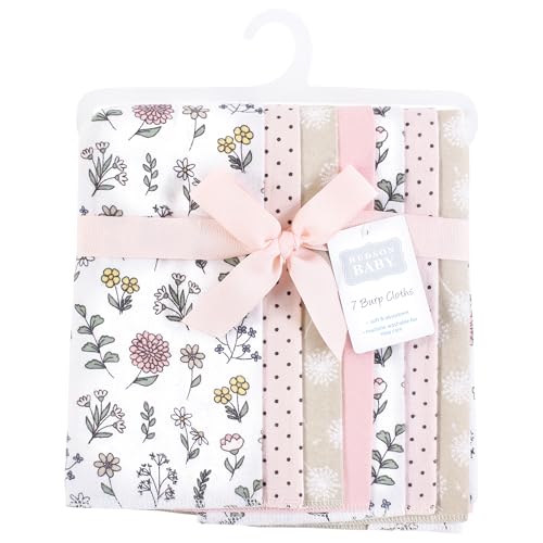 Image of Hudson Baby Unisex Baby Flannel Burp Cloth 7pk, Dandelion Wish, One Size