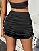 Avidlove Women High Waisted Skirt Side Drawstring Ruched Bodycon Double Layer Casual Mini Skirts Black Medium