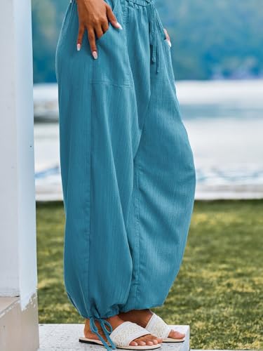 CUPSHE Women Baggy Wide Leg Pants High Waisted Loose Fit Trousers with Pockets Causal Vacation Outfits3