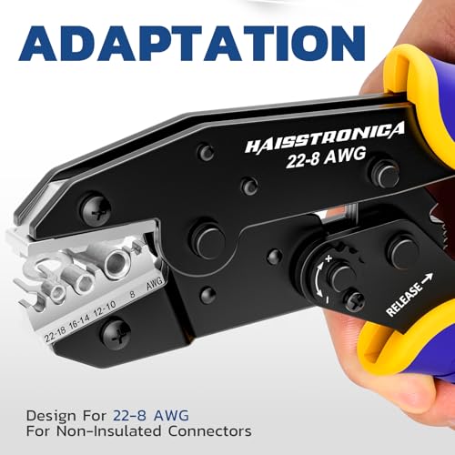image for haisstronica Crimping Tool for Non-Insulated Terminal,AWG 22-8 Ratchet