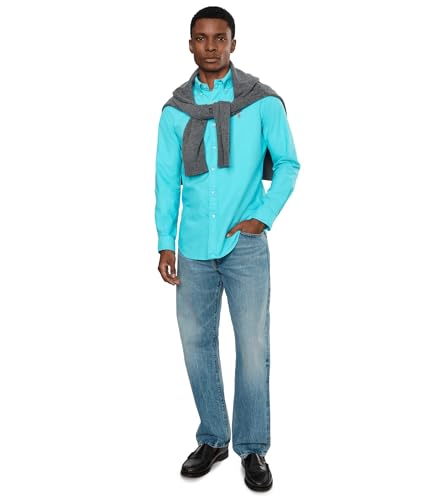 Image of POLO RALPH LAUREN, Men's, Classic Fit Garment-Dyed Oxford Shirt, Perfect Turquoise, Small