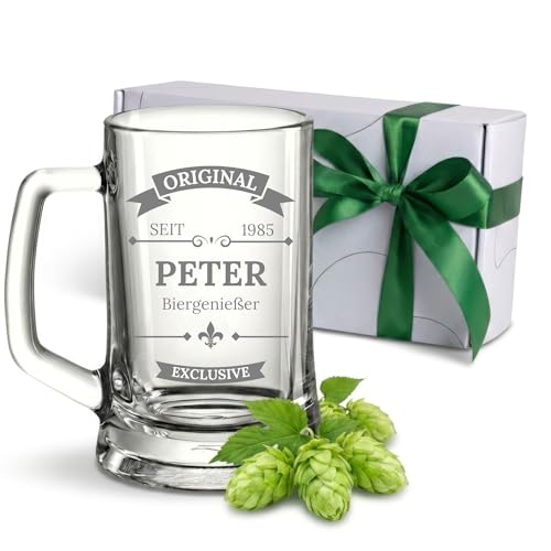 Bierkrug mit Gravur - Personalisierte Geschenke Männer - Geschenke für Sie & Ihn - Bierglas Geschenkidee für Herren Freunde Vatertag - Geburtstagsgeschenk Bierfreunde Prost!